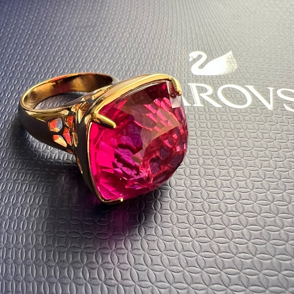 Swarovski Jewelry Authentic Swarovski Night Time Large Fuchsia Crystal 8k Gold Plated Ring